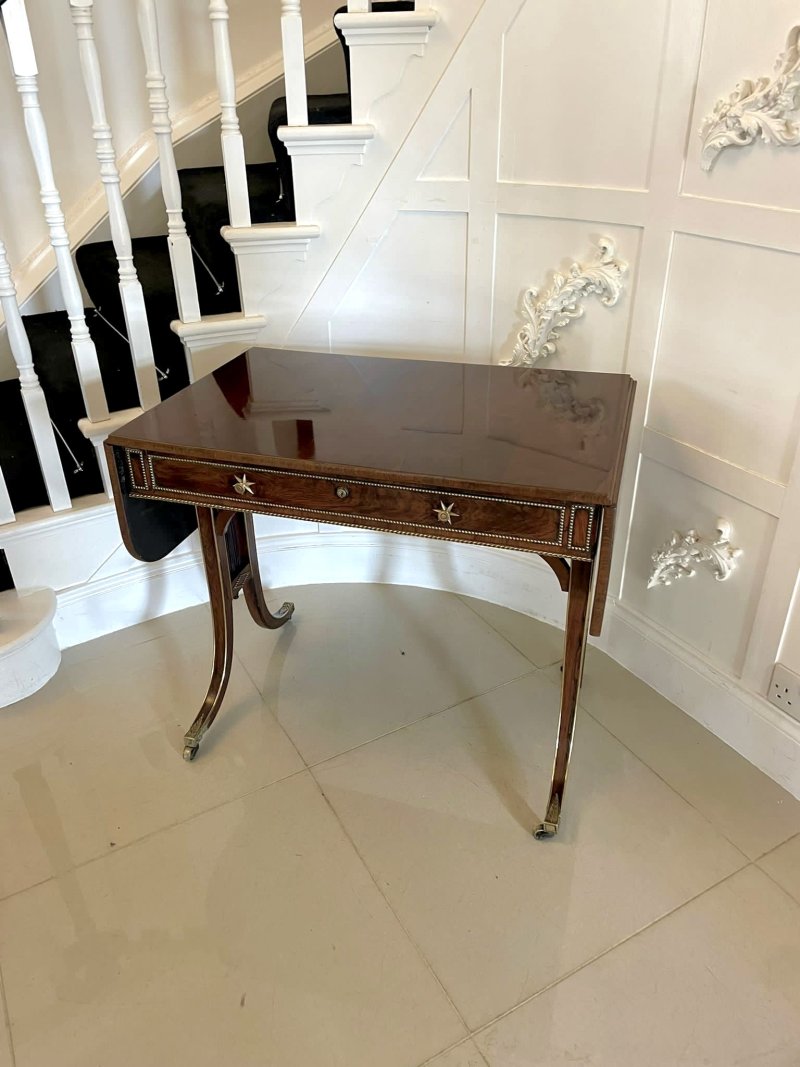 Fine Quality Small Antique Regency Brass Inlaid Rosewood Freestanding Sofa/Side Table - Image 18